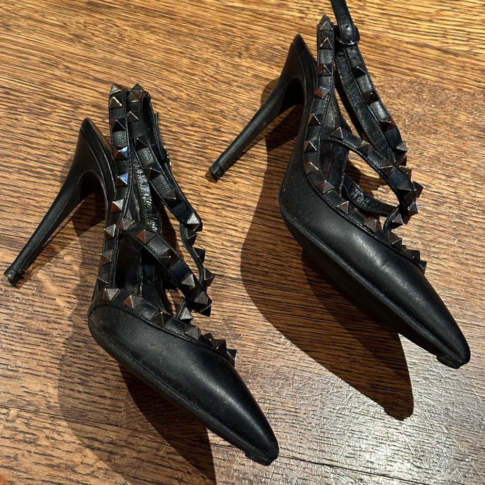 Valentino black rock stud heels